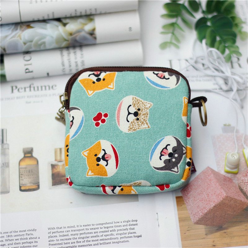 Retro Mini Bag Women Coin Purses Kawaii Short Wallet Girls Cat Small Canvas Purse Card Bags Womens Hand Purses for Ladies Kids DanisBrothersStore