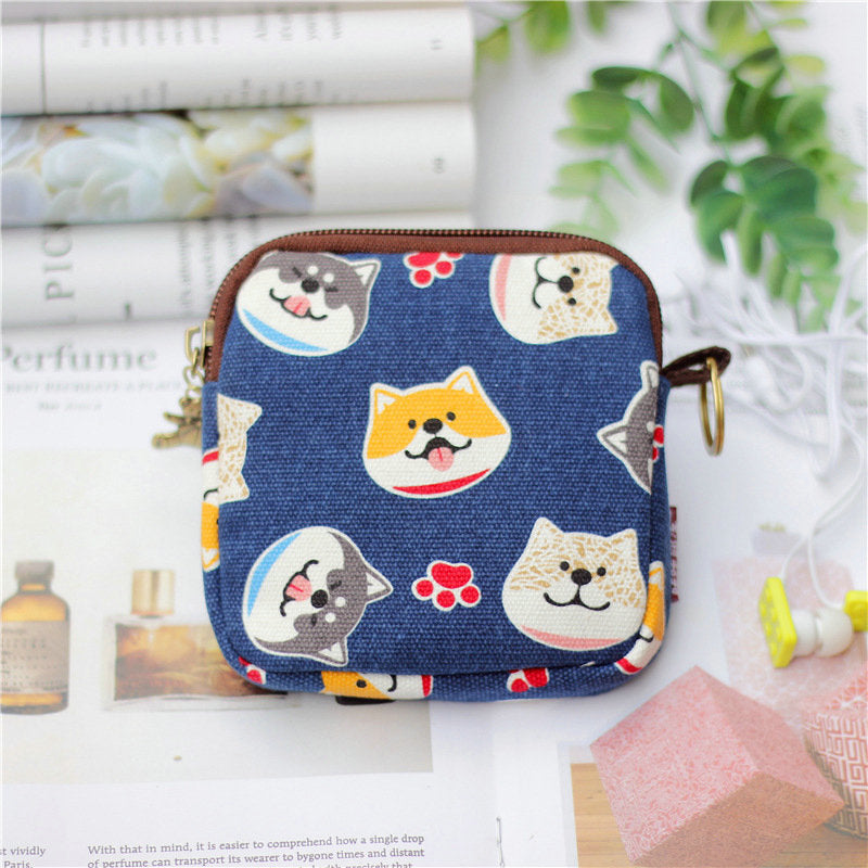 Retro Mini Bag Women Coin Purses Kawaii Short Wallet Girls Cat Small Canvas Purse Card Bags Womens Hand Purses for Ladies Kids DanisBrothersStore