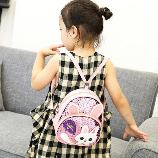 Children's Bags, Girls' Messenger Bags, Girls, Cute Bunny, Sequined One-shoulder Backpack DanisBrothersStore