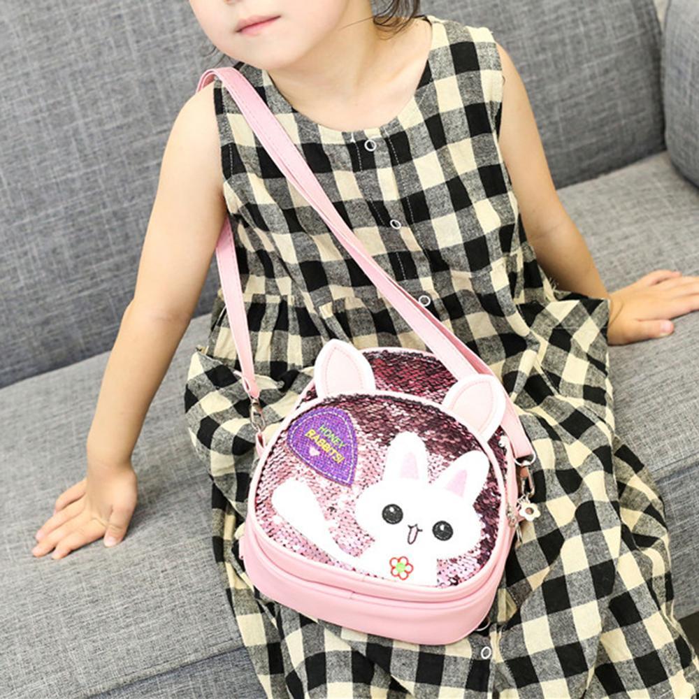 Children's Bags, Girls' Messenger Bags, Girls, Cute Bunny, Sequined One-shoulder Backpack DanisBrothersStore