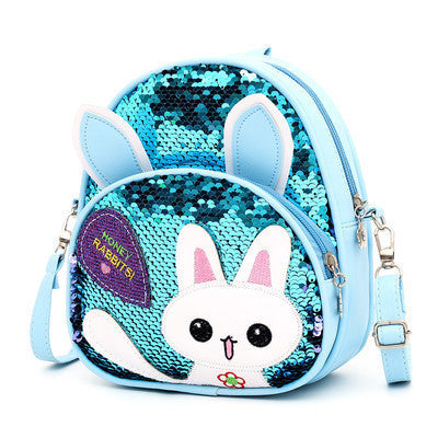 Children's Bags, Girls' Messenger Bags, Girls, Cute Bunny, Sequined One-shoulder Backpack DanisBrothersStore