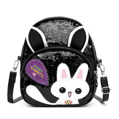 Children's Bags, Girls' Messenger Bags, Girls, Cute Bunny, Sequined One-shoulder Backpack DanisBrothersStore