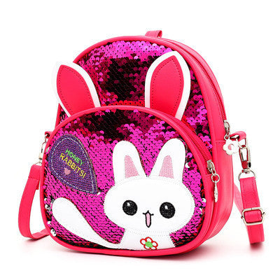 Children's Bags, Girls' Messenger Bags, Girls, Cute Bunny, Sequined One-shoulder Backpack DanisBrothersStore