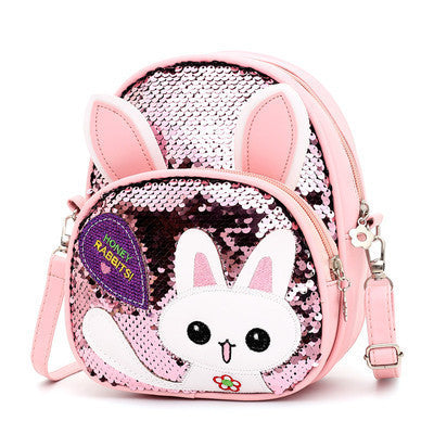 Children's Bags, Girls' Messenger Bags, Girls, Cute Bunny, Sequined One-shoulder Backpack DanisBrothersStore