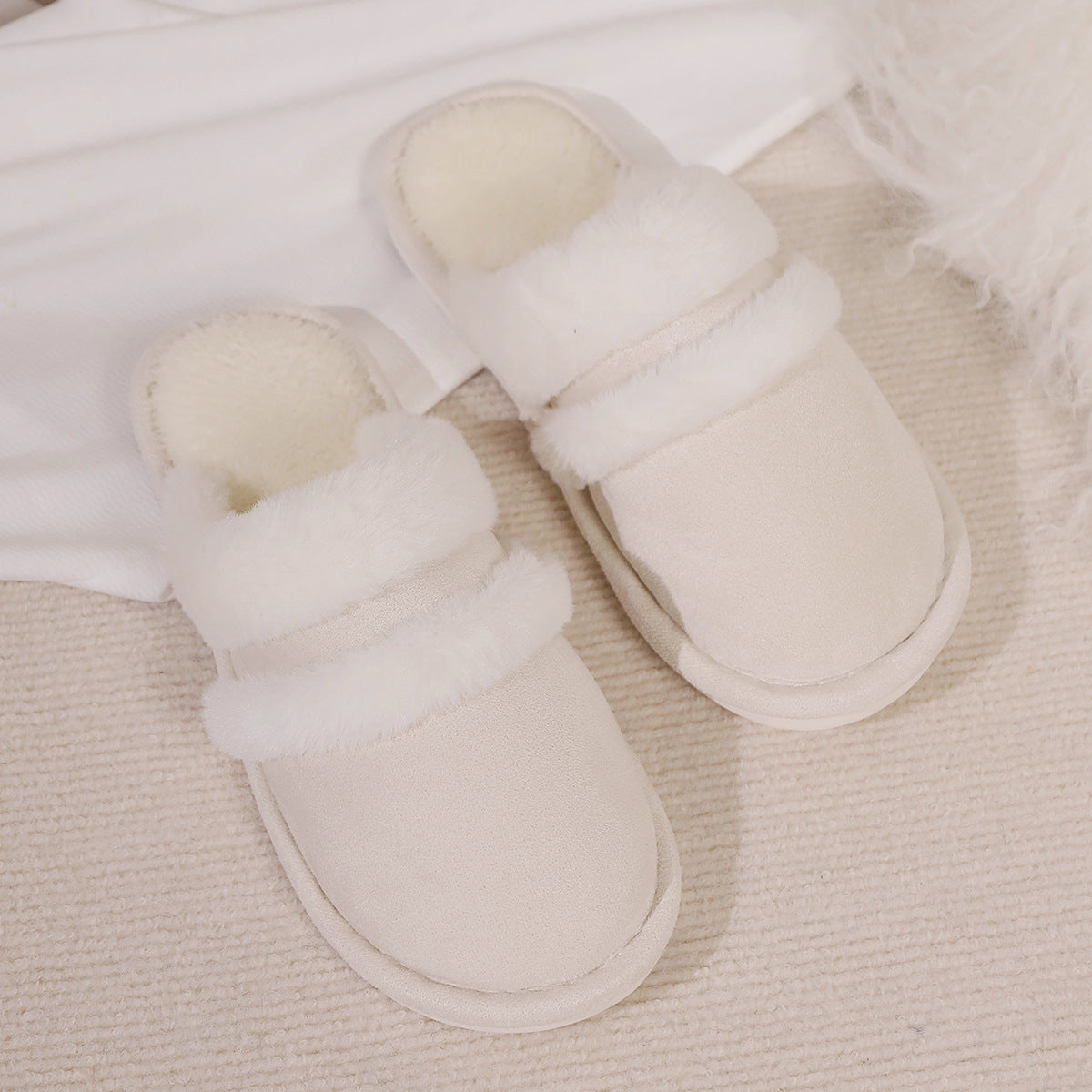 Rabbit Fur Cotton Slippers Fleece-lined Thickened Fluffy Slippers DanisBrothersStore