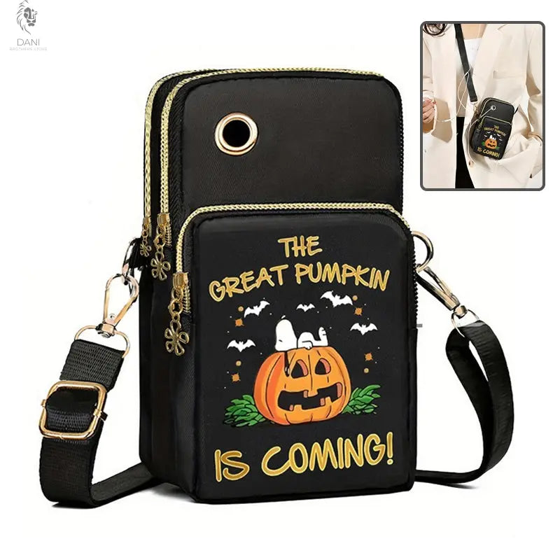 Halloween Pumpkin Pattern Phone Bag Coin Wallet Cute Mini Crossbody Shoulder Bags For Kids Women DanisBrothersStore