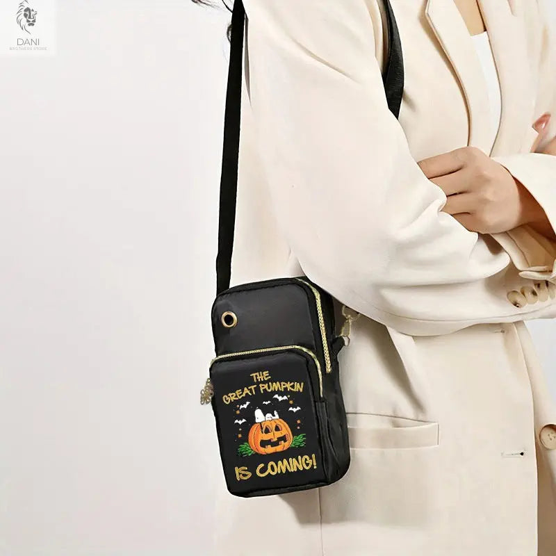 Halloween Pumpkin Pattern Phone Bag Coin Wallet Cute Mini Crossbody Shoulder Bags For Kids Women DanisBrothersStore