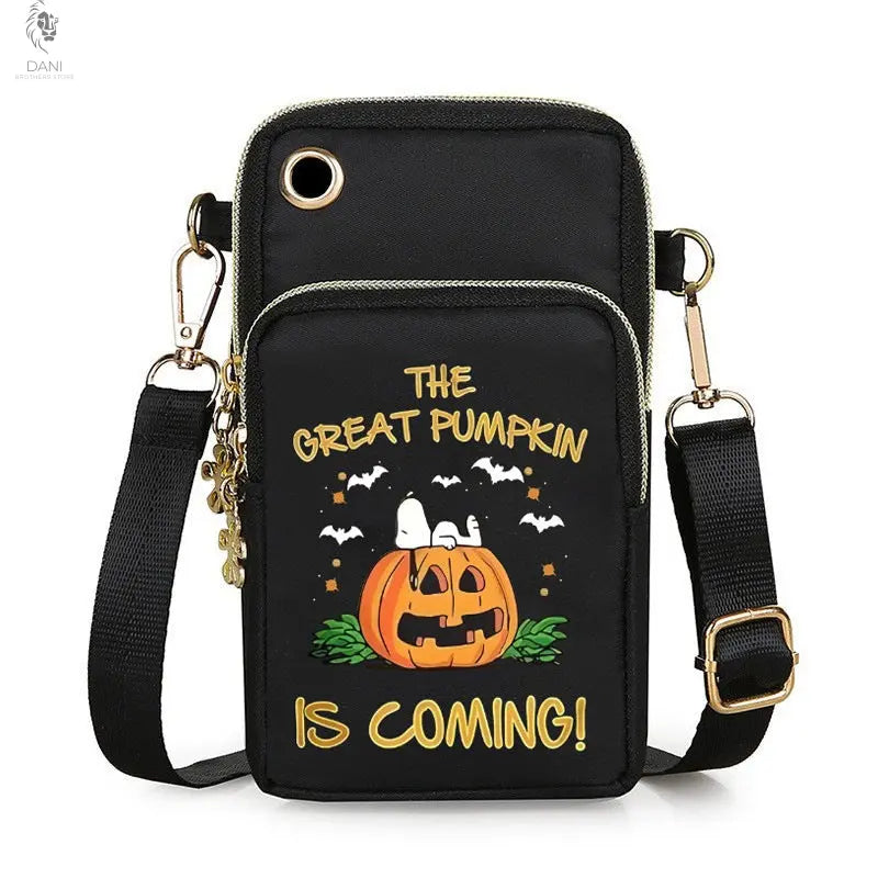 Halloween Pumpkin Pattern Phone Bag Coin Wallet Cute Mini Crossbody Shoulder Bags For Kids Women DanisBrothersStore